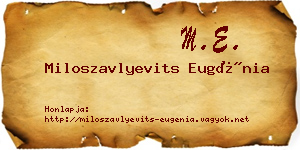 Miloszavlyevits Eugénia névjegykártya